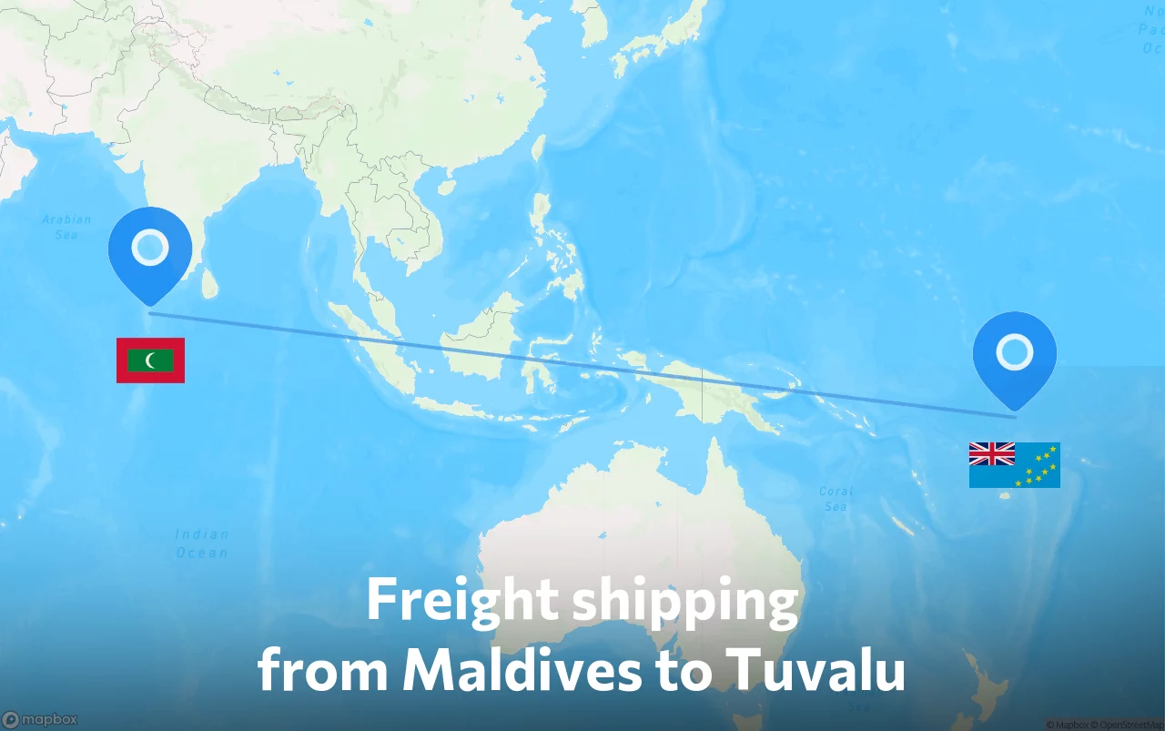 Shipping route from Maldives to Tuvalu
