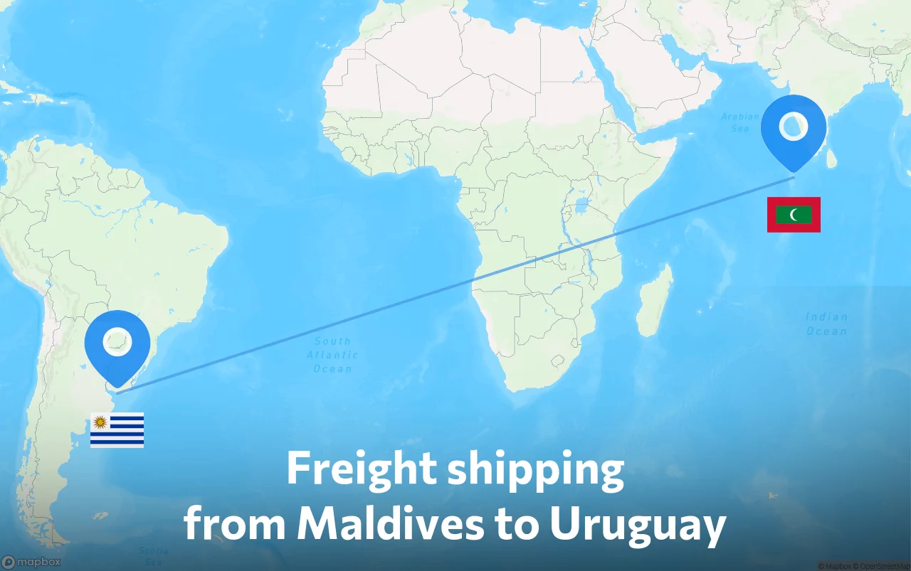 Shipping route from Maldives to Uruguay