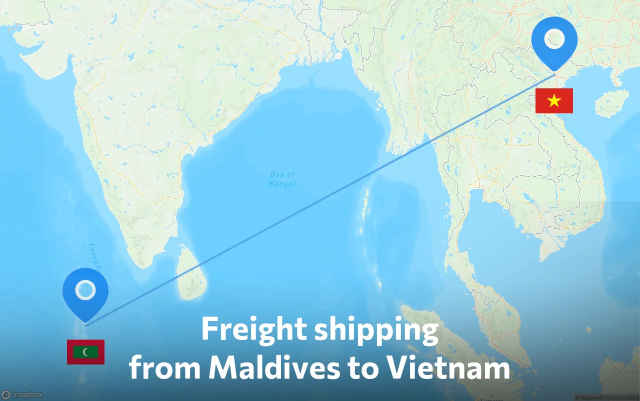 Shipping route from Maldives to Vietnam