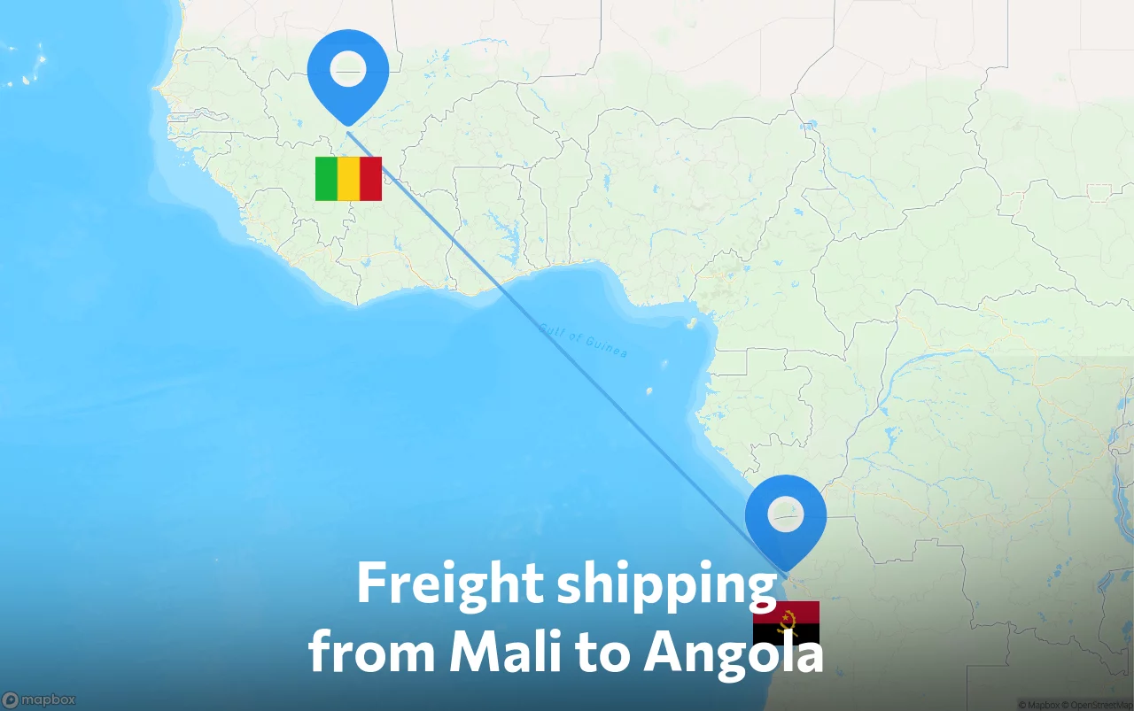 Shipping route from Mali to Angola