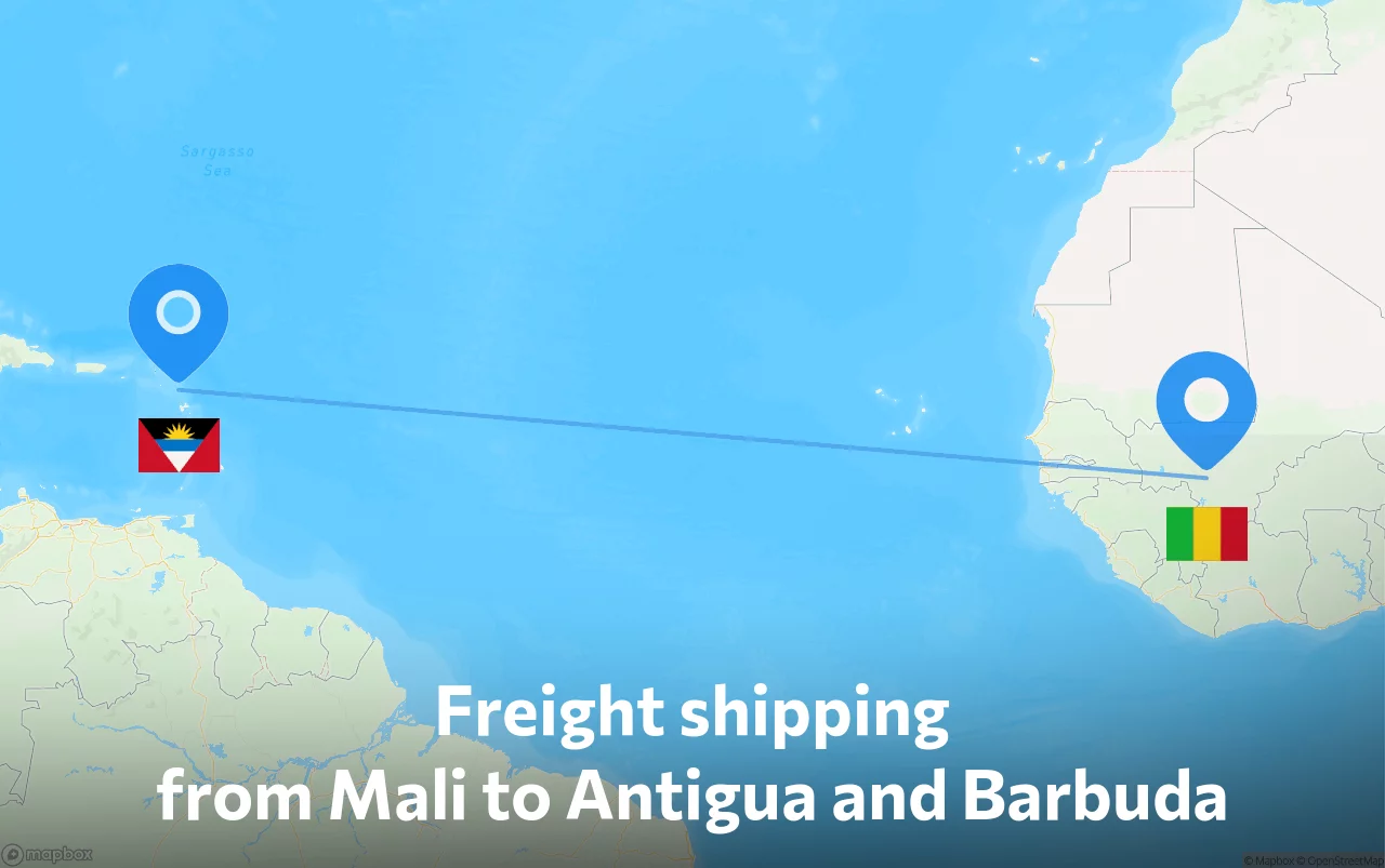 Shipping route from Mali to Antigua and Barbuda