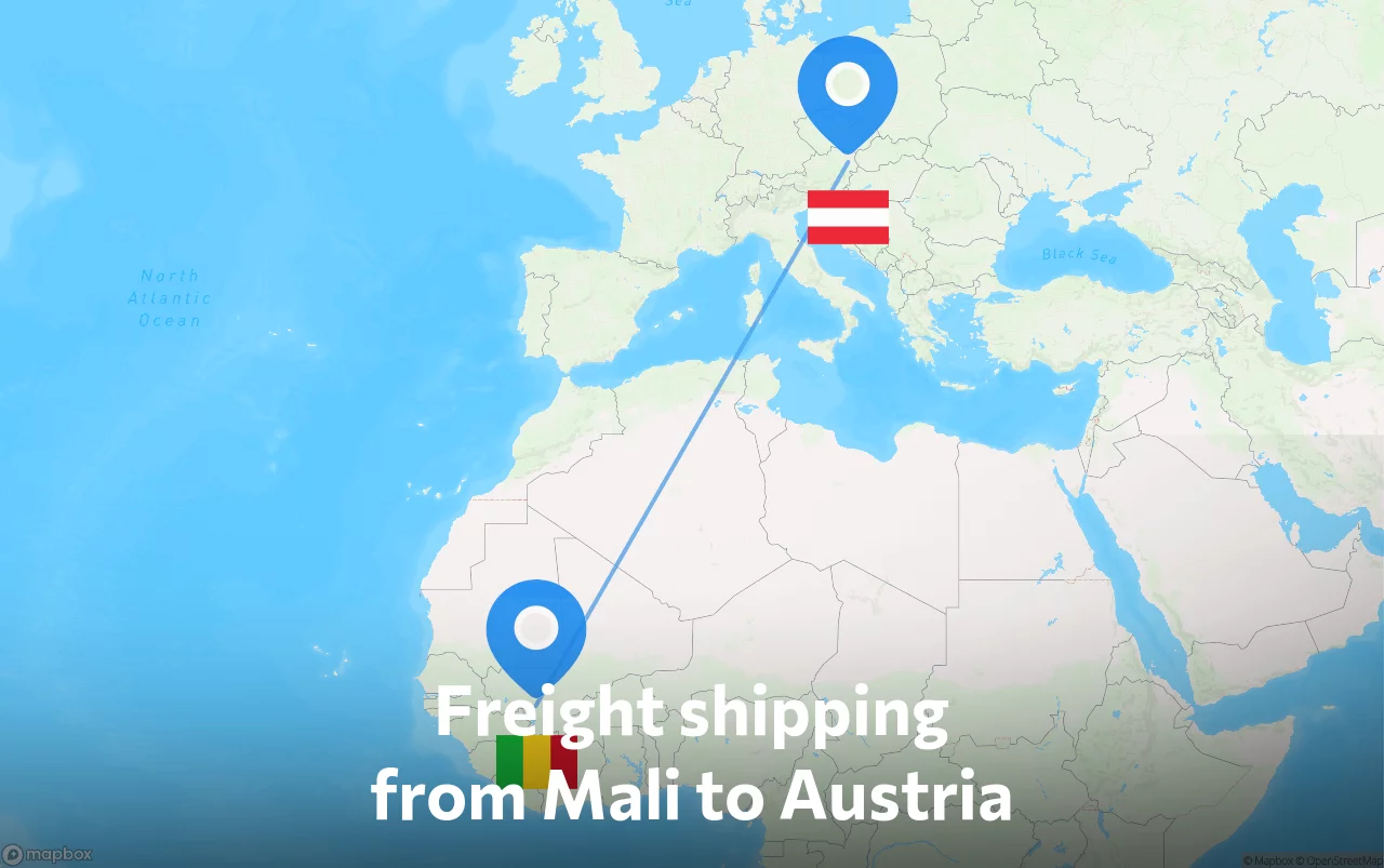 Shipping route from Mali to Austria