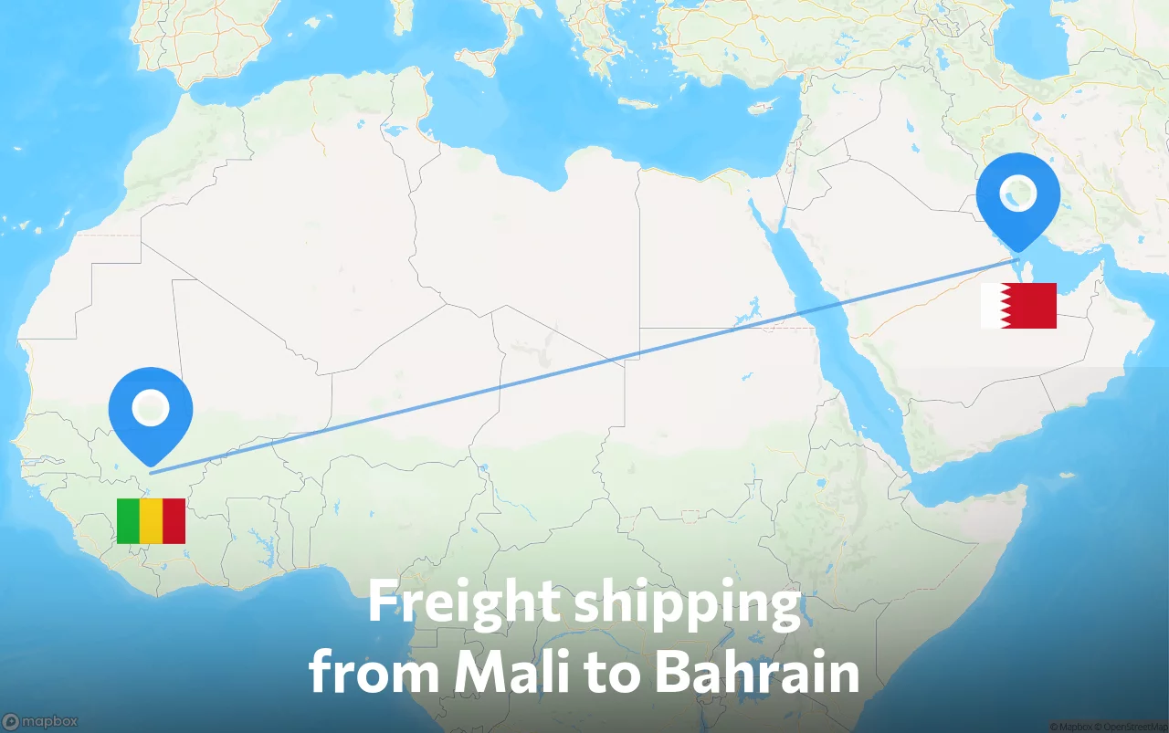 Shipping route from Mali to Bahrain