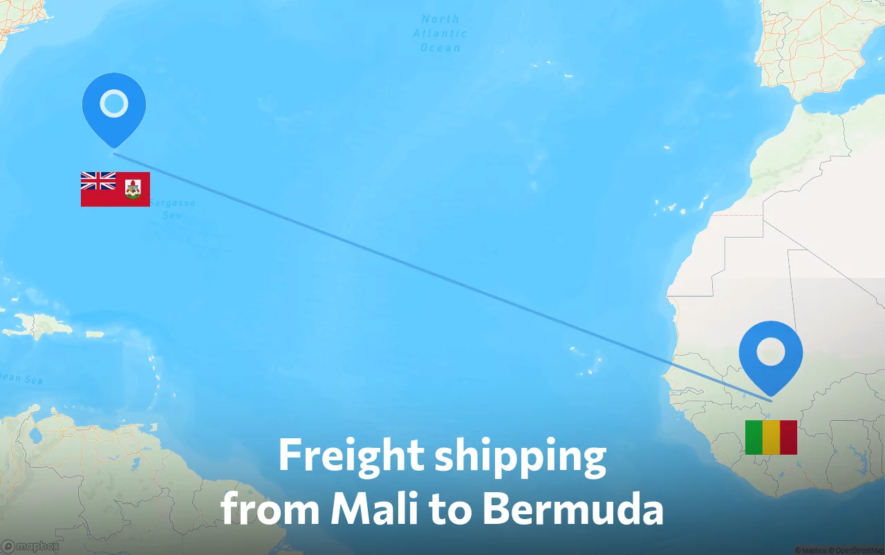 Shipping route from Mali to Bermuda