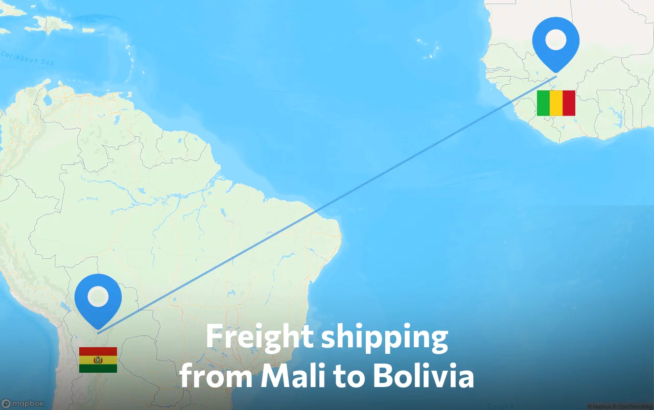 Shipping route from Mali to Bolivia