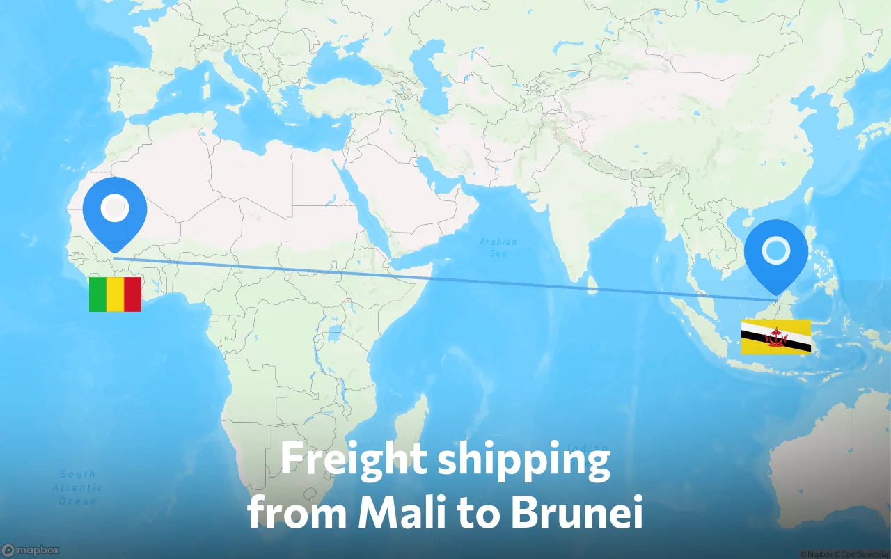Shipping route from Mali to Brunei