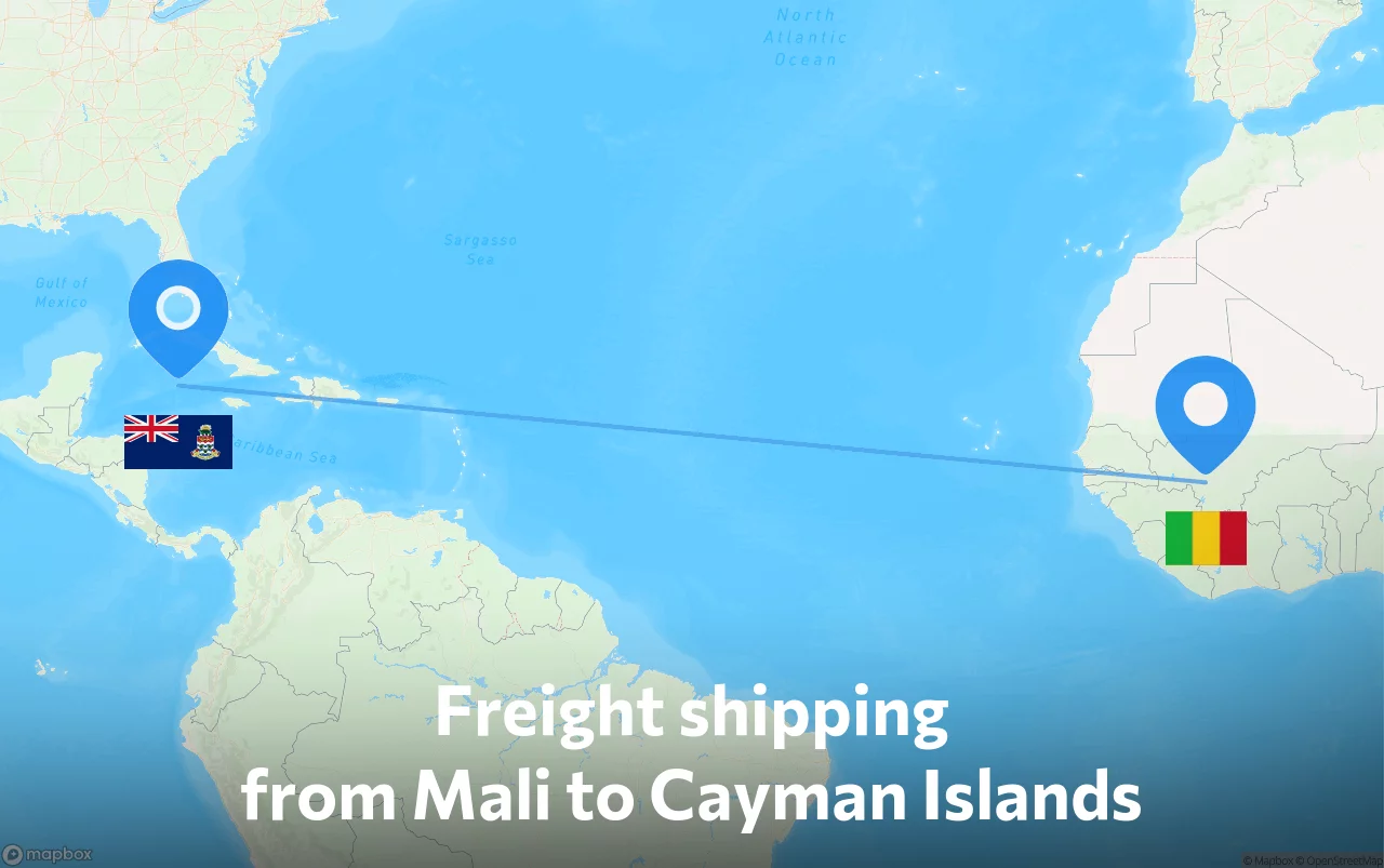 Shipping route from Mali to Cayman Islands