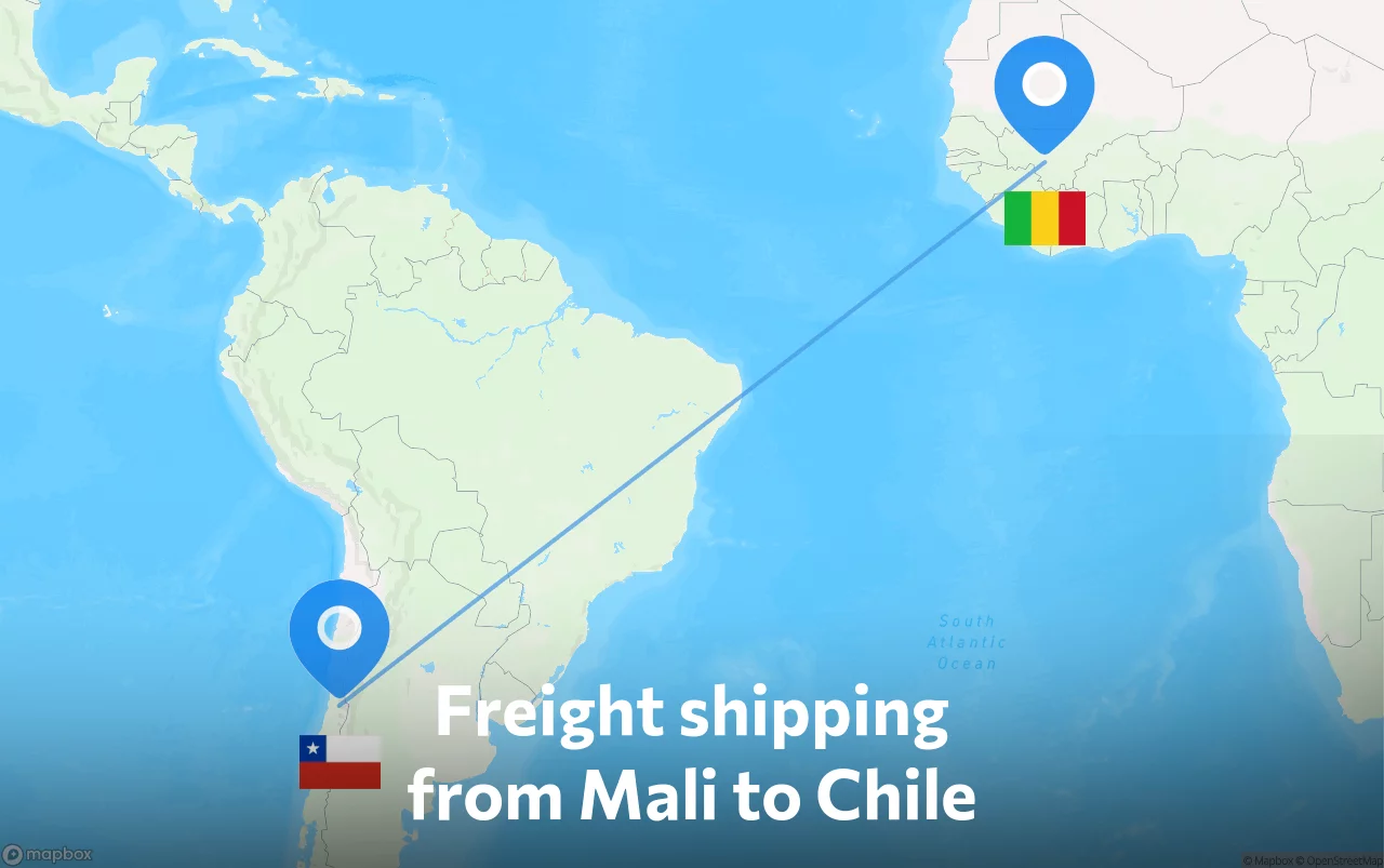 Shipping route from Mali to Chile