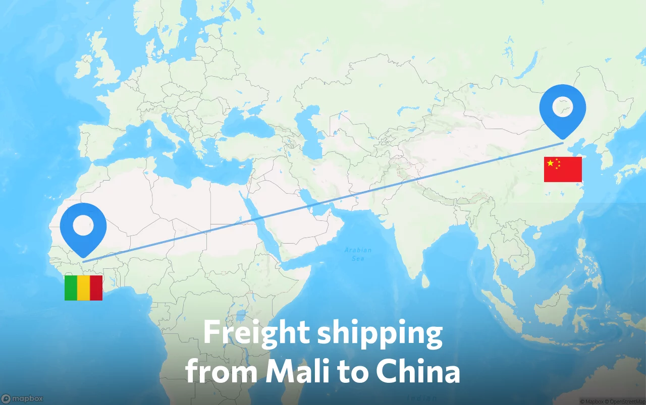 Shipping route from Mali to China