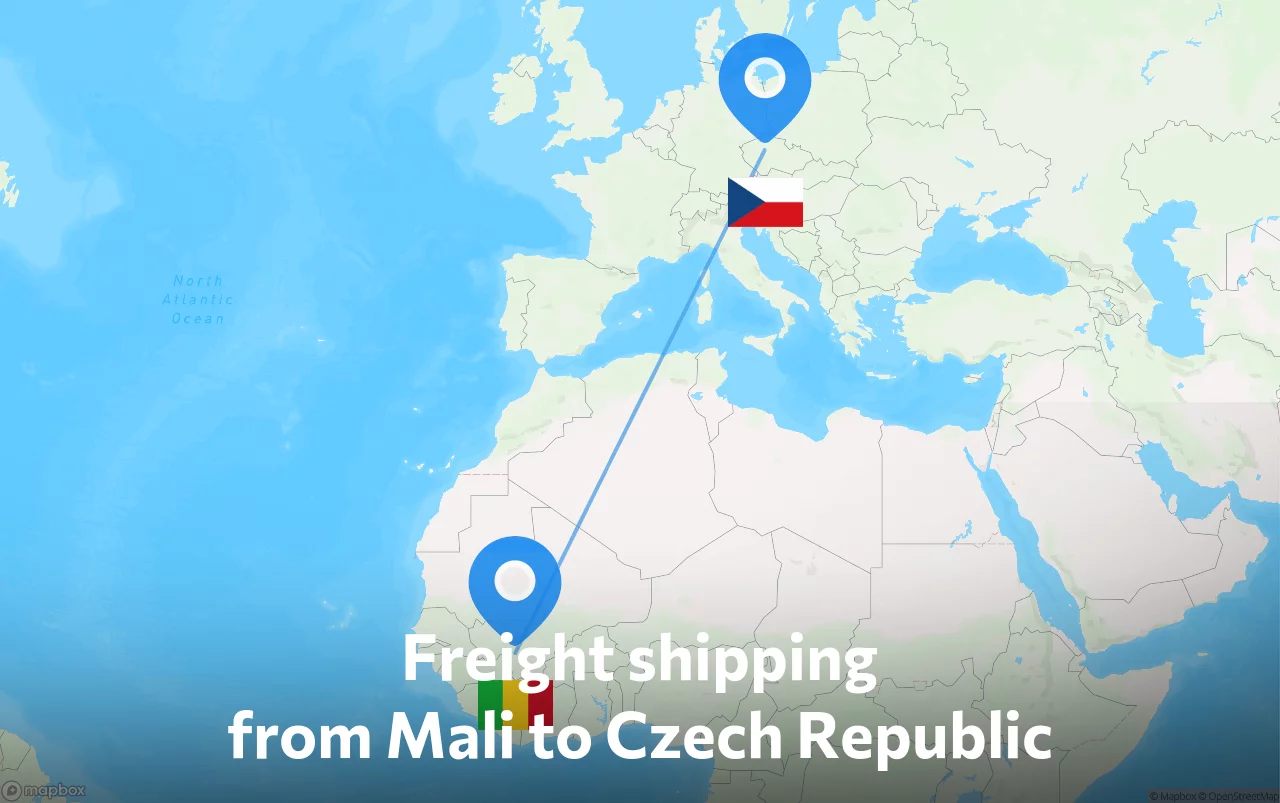 Shipping route from Mali to Czech Republic