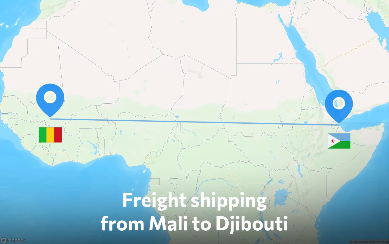 Shipping route from Mali to Djibouti