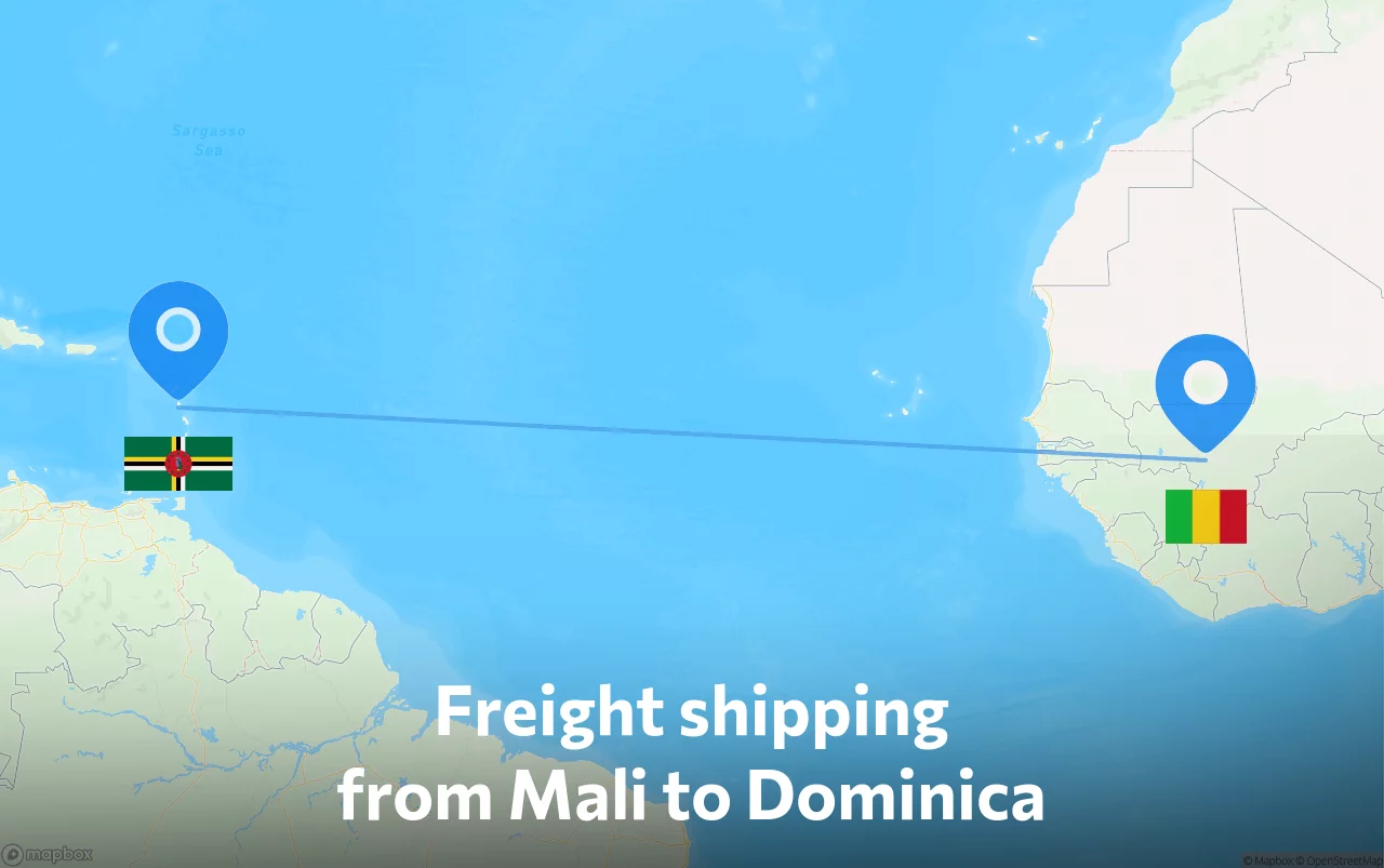 Shipping route from Mali to Dominica