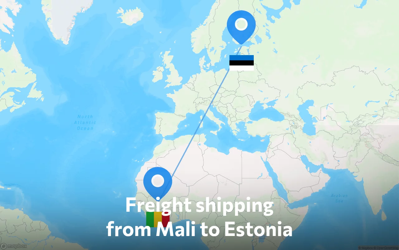 Shipping route from Mali to Estonia