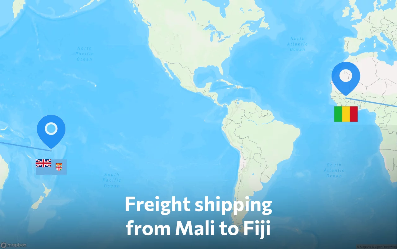 Shipping route from Mali to Fiji