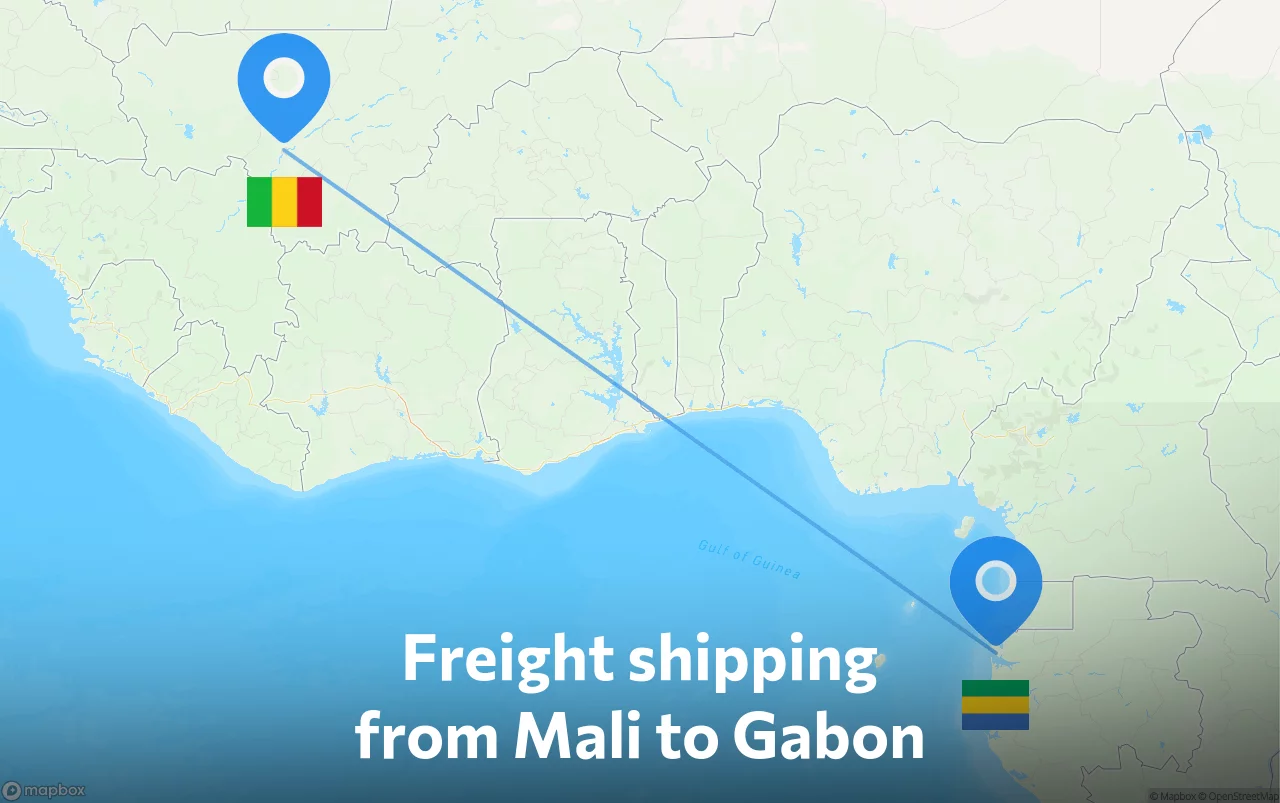 Shipping route from Mali to Gabon
