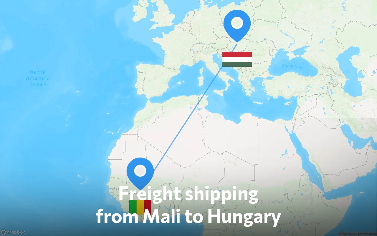 Shipping route from Mali to Hungary