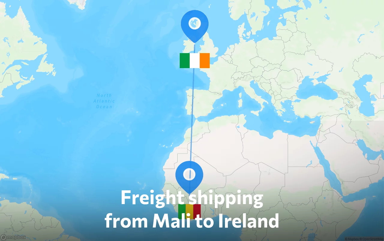 Shipping route from Mali to Ireland