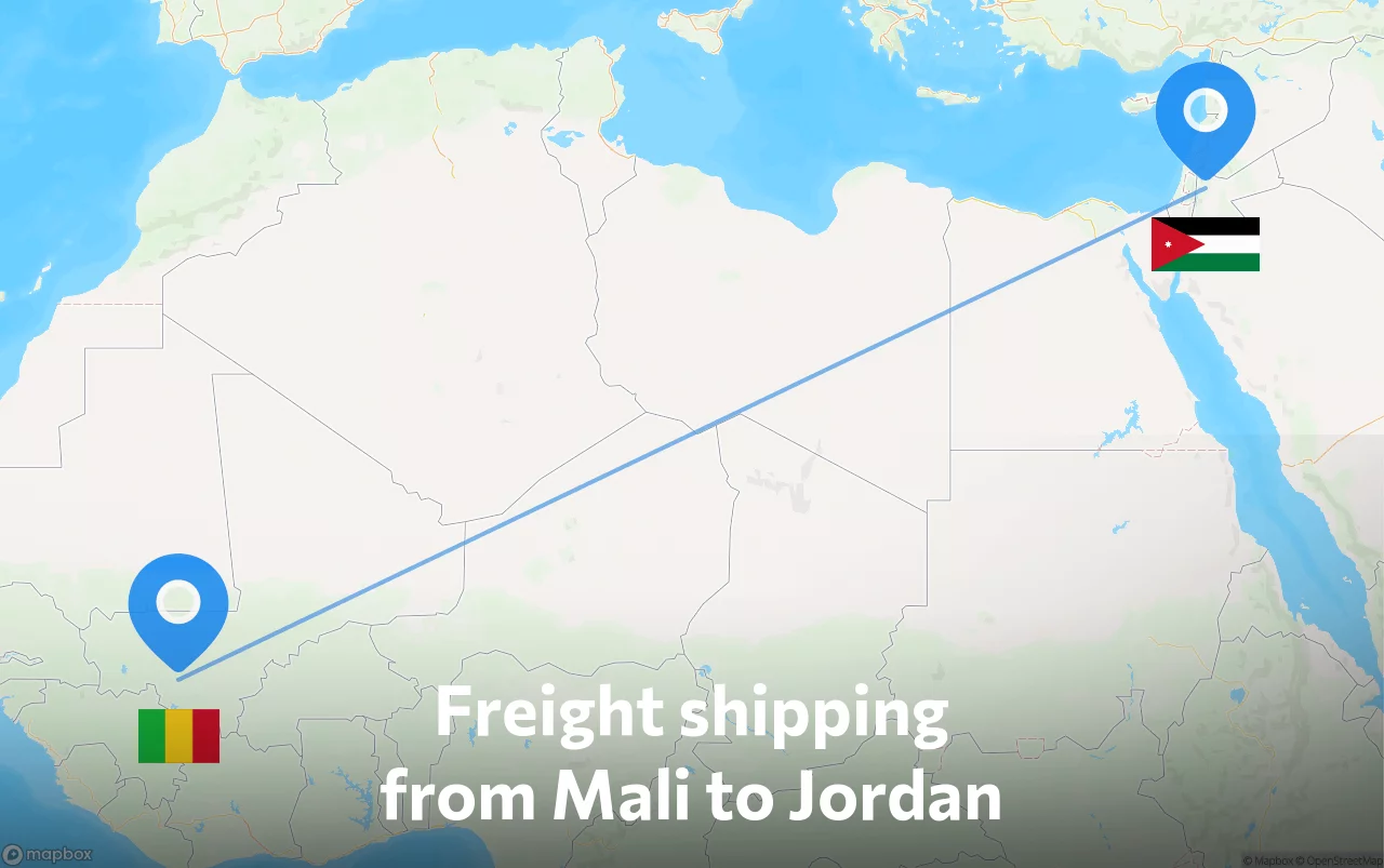 Shipping route from Mali to Jordan