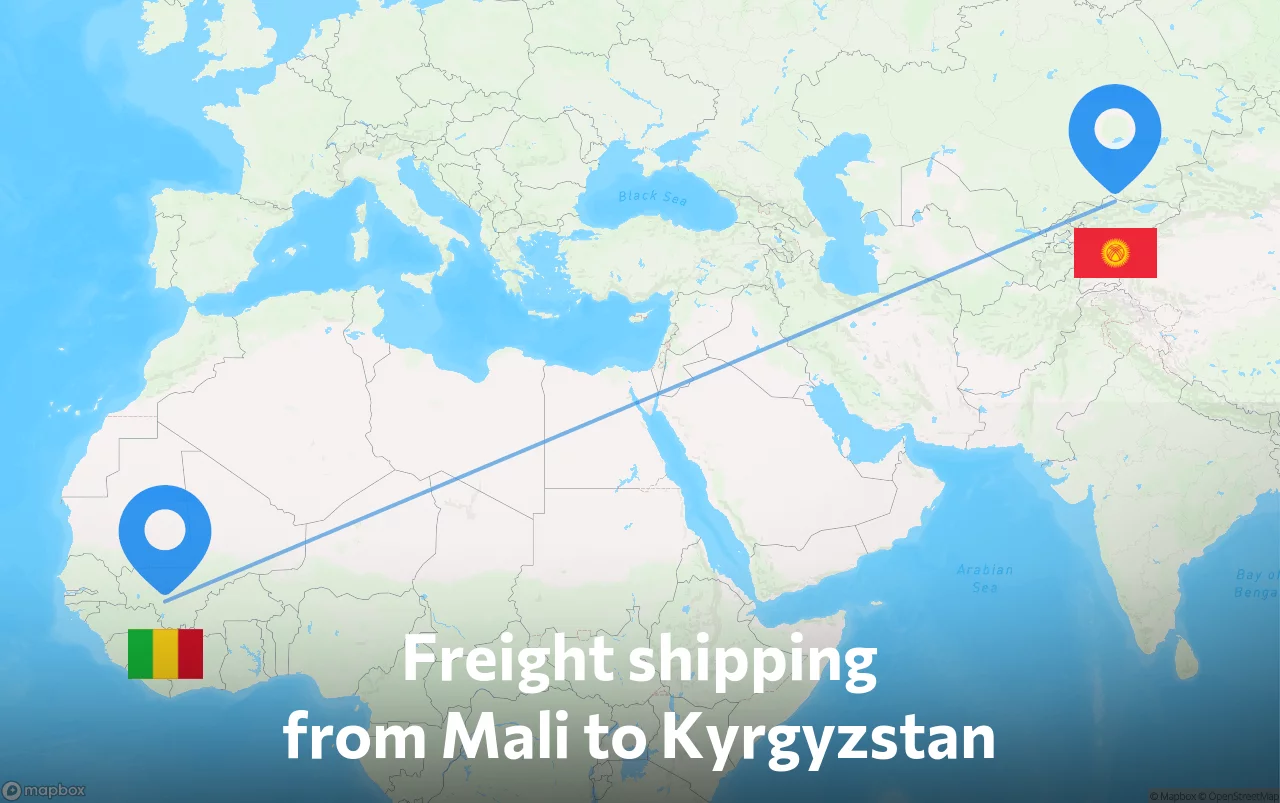 Shipping route from Mali to Kyrgyzstan