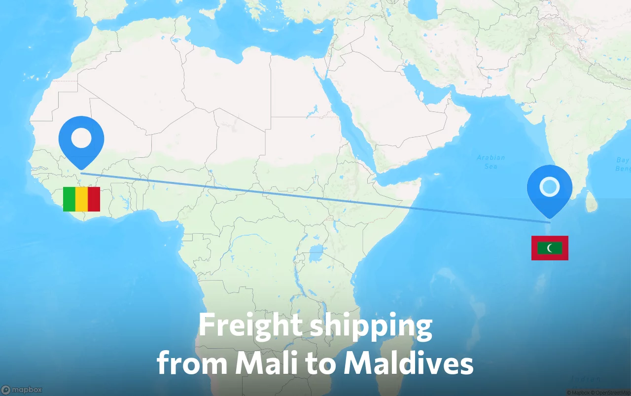 Shipping route from Mali to Maldives