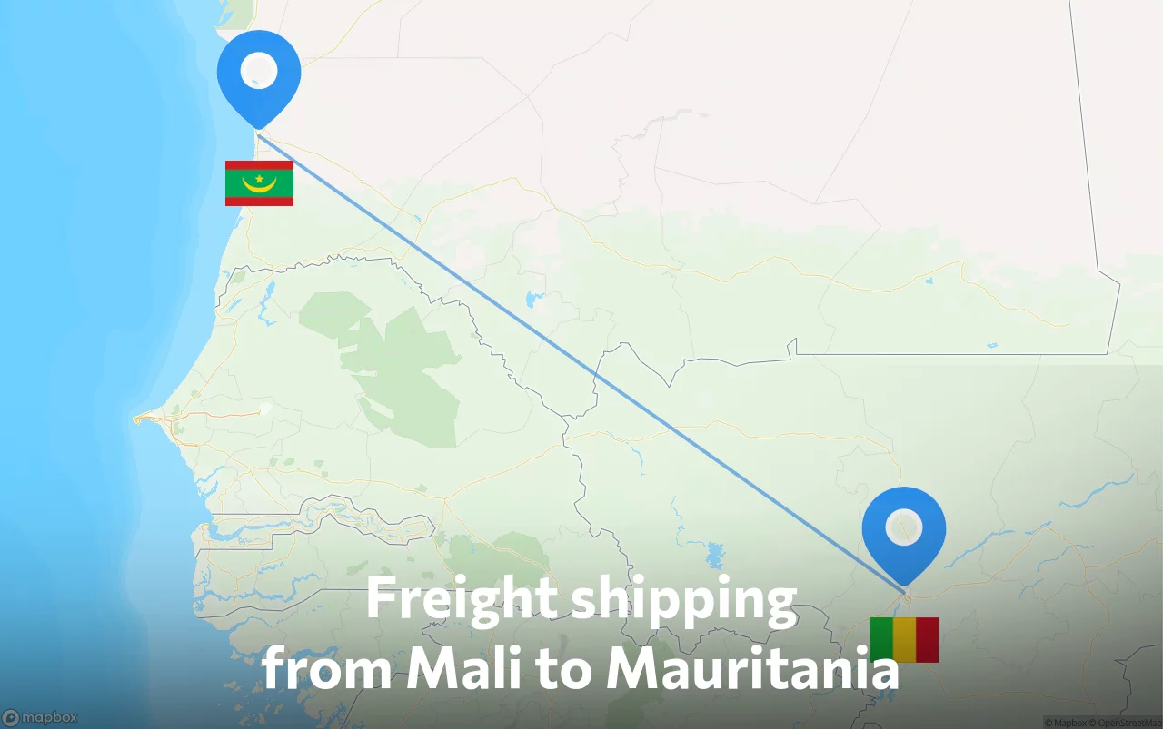 Shipping route from Mali to Mauritania