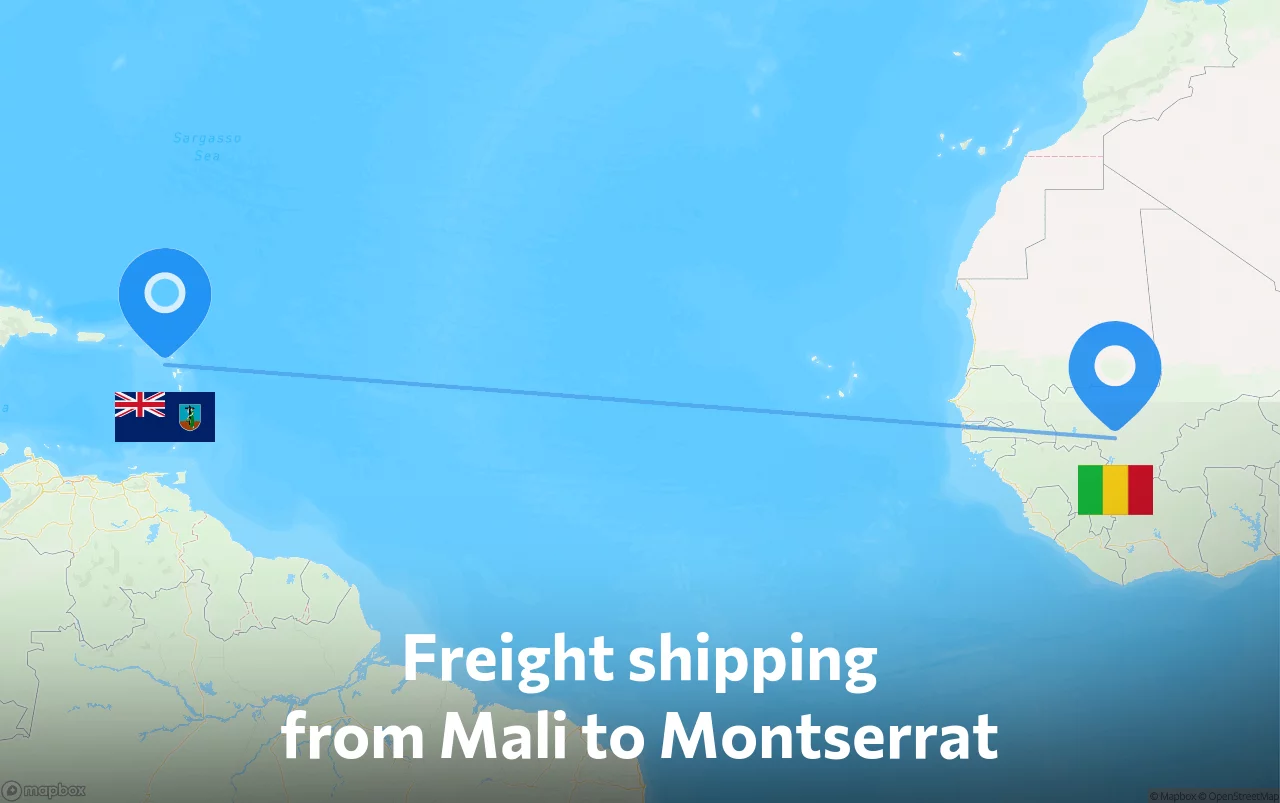 Shipping route from Mali to Montserrat