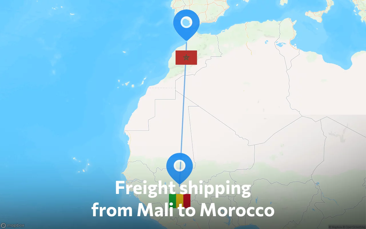 Shipping route from Mali to Morocco