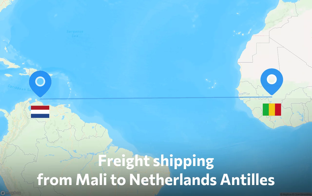 Shipping route from Mali to Netherlands Antilles