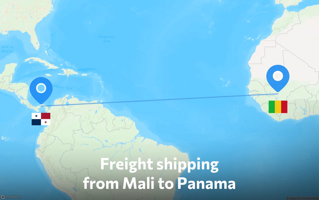 Shipping route from Mali to Panama