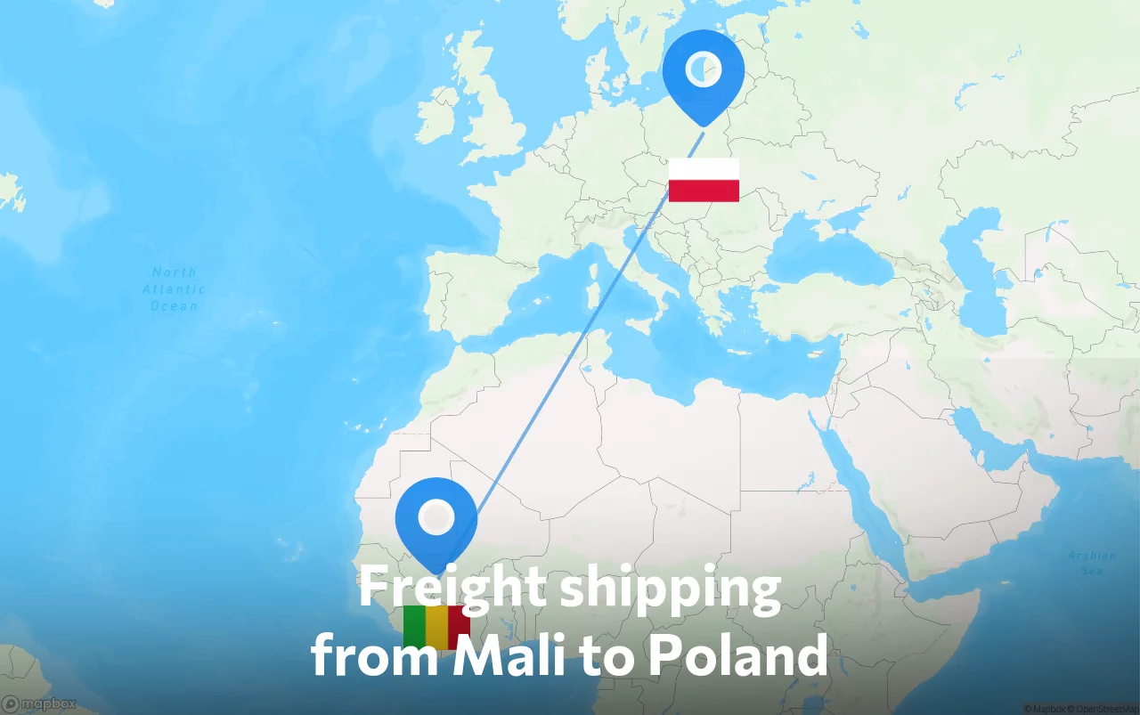 Shipping route from Mali to Poland