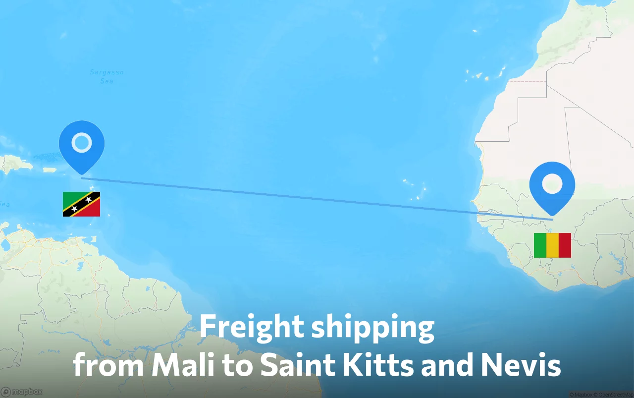 Shipping route from Mali to Saint Kitts and Nevis