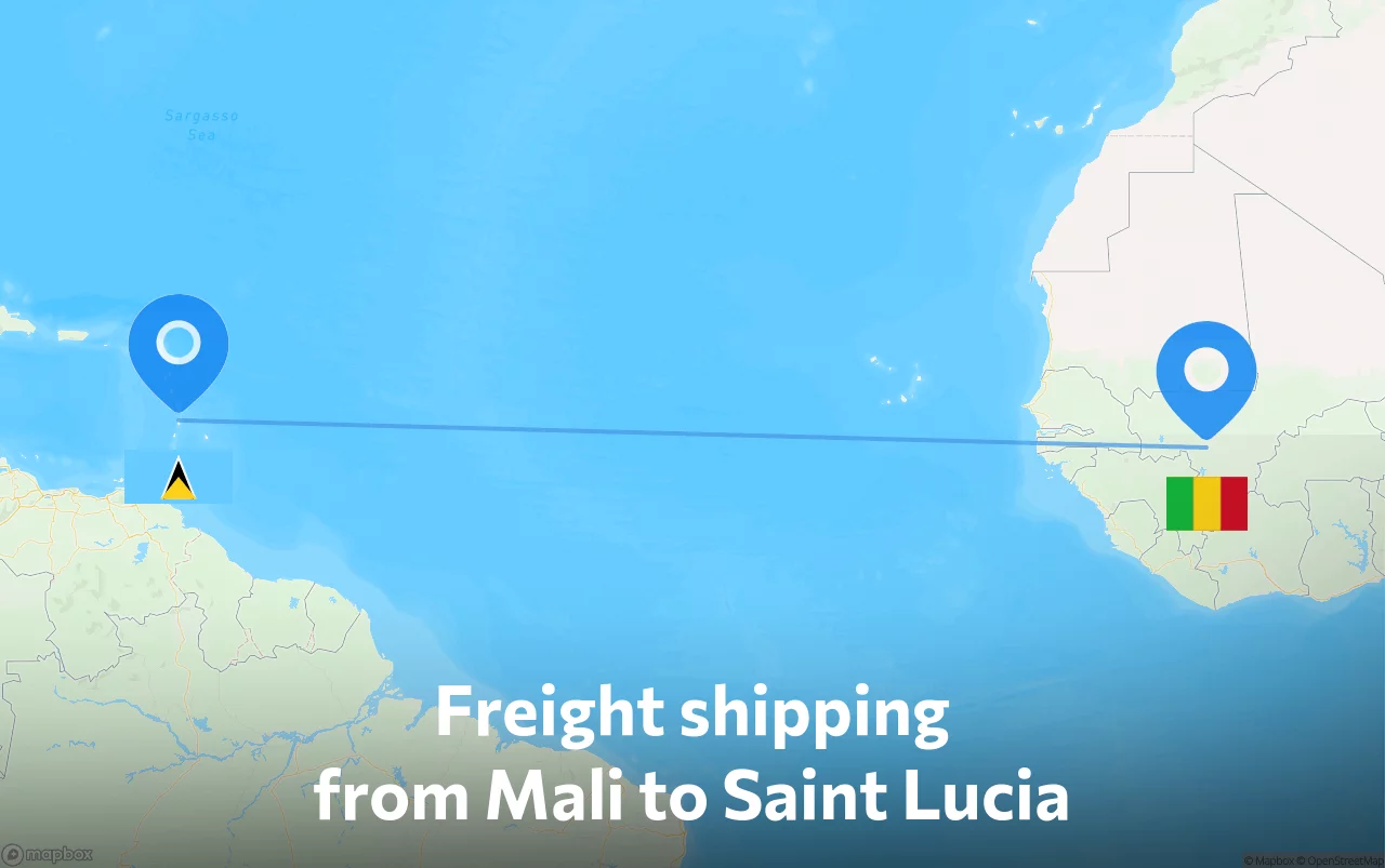 Shipping route from Mali to Saint Lucia