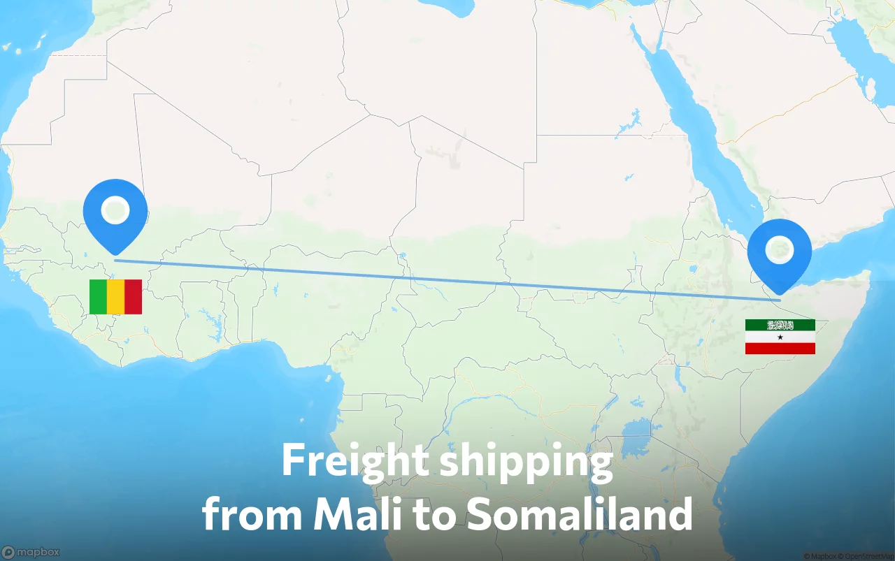 Shipping route from Mali to Somaliland