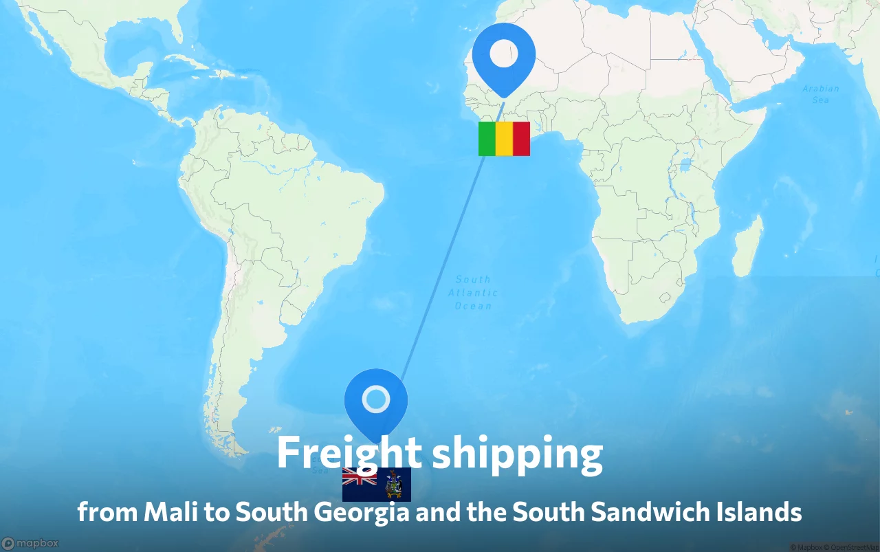 Shipping route from Mali to South Georgia and the South Sandwich Islands