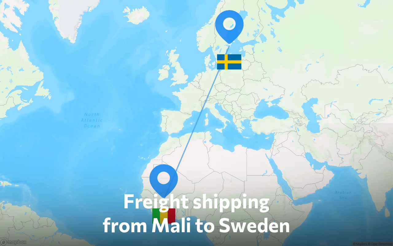 Shipping route from Mali to Sweden