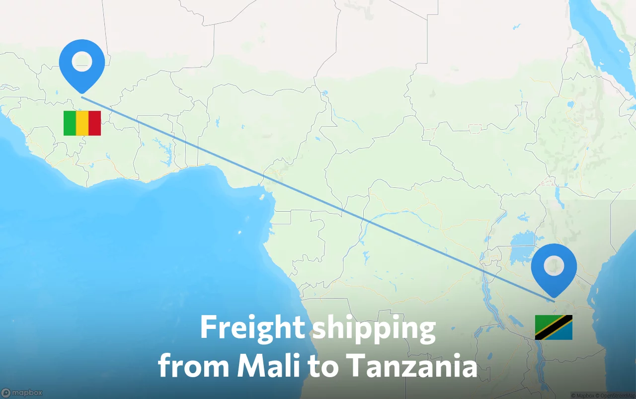 Shipping route from Mali to Tanzania