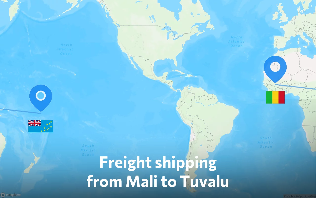 Shipping route from Mali to Tuvalu