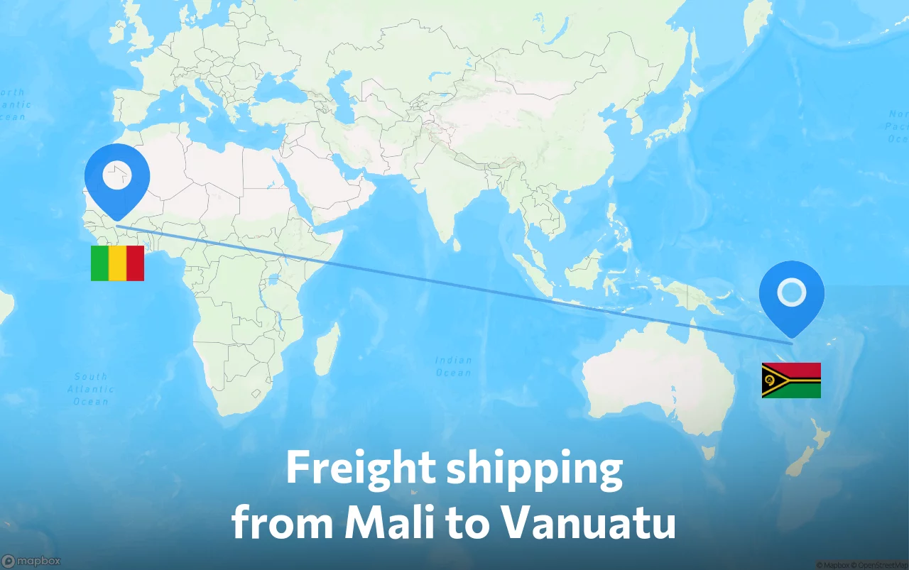 Shipping route from Mali to Vanuatu