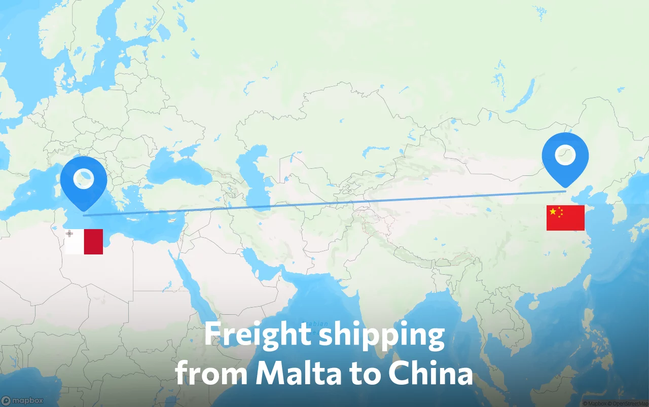 Shipping route from Malta to China