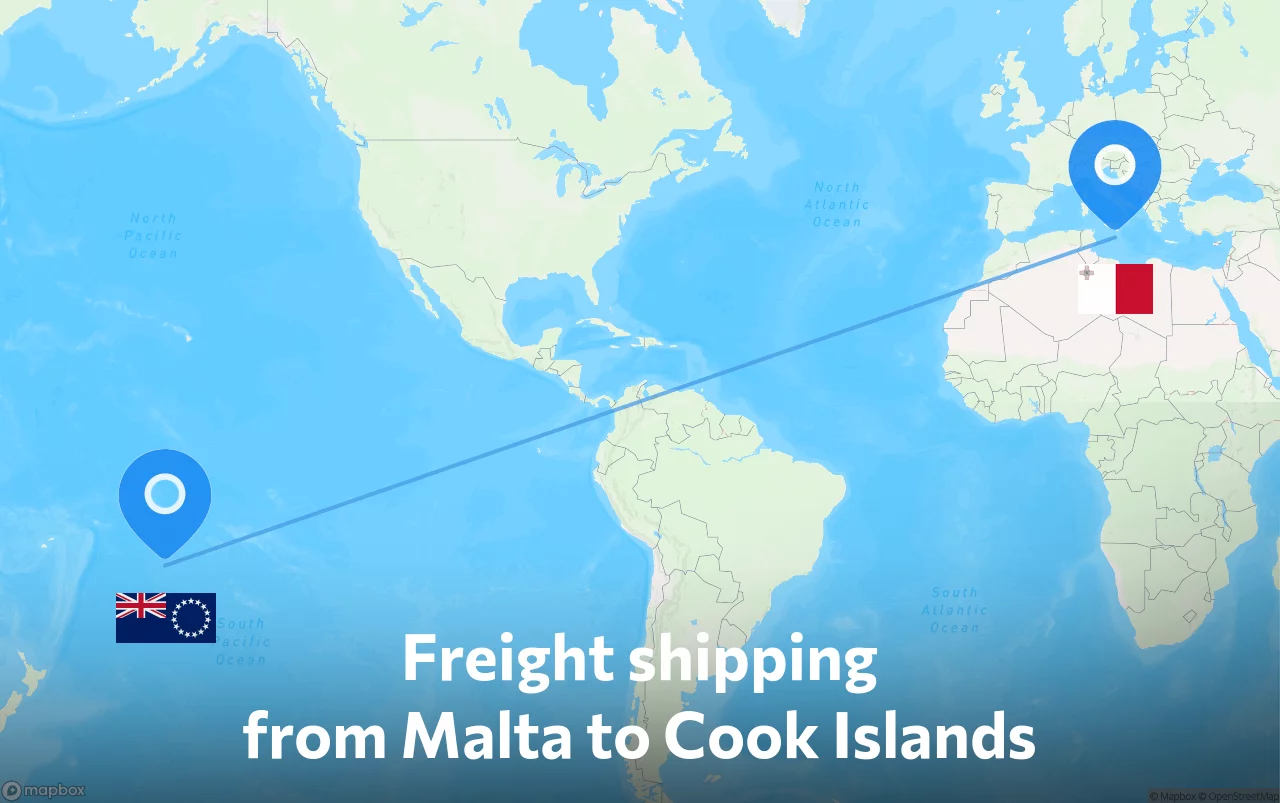Shipping route from Malta to Cook Islands