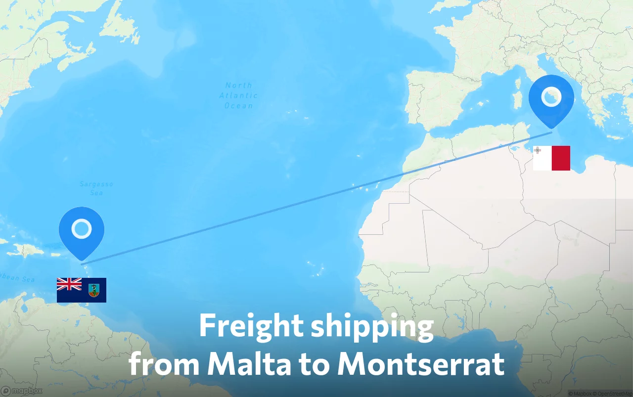 Shipping route from Malta to Montserrat