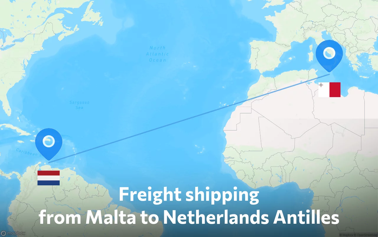 Shipping route from Malta to Netherlands Antilles