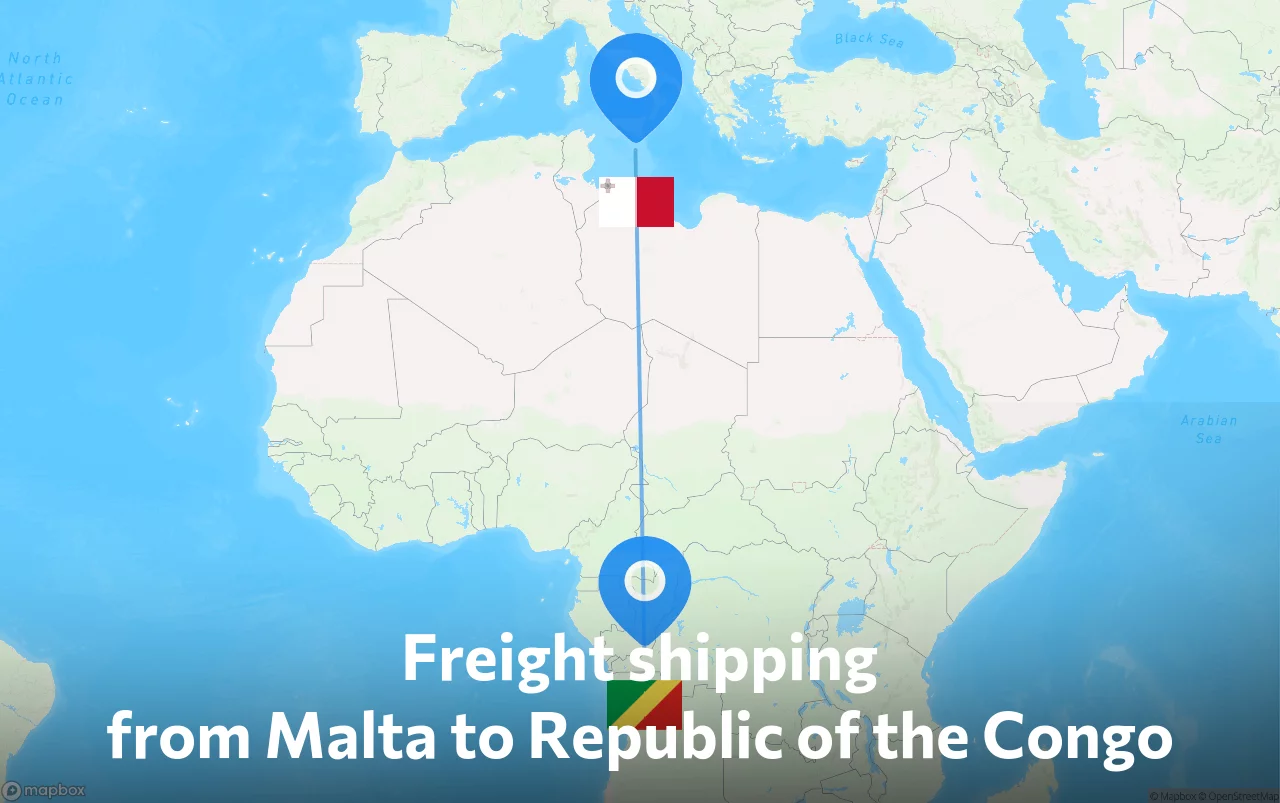 Shipping route from Malta to Republic of the Congo