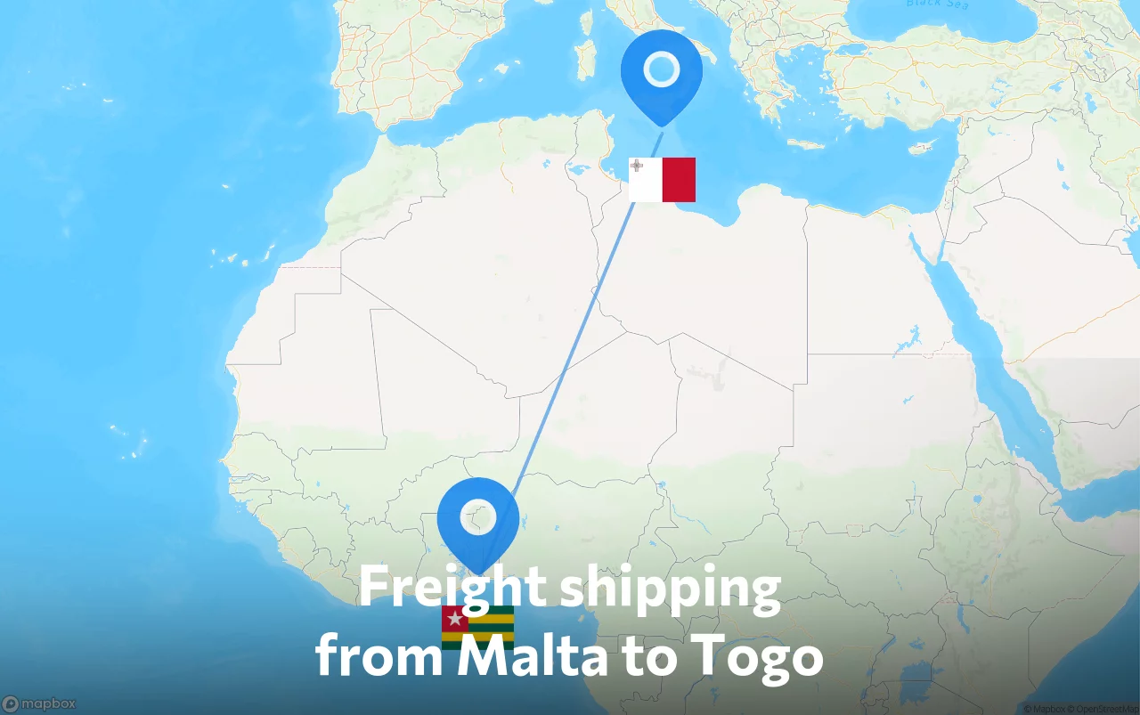 Shipping route from Malta to Togo