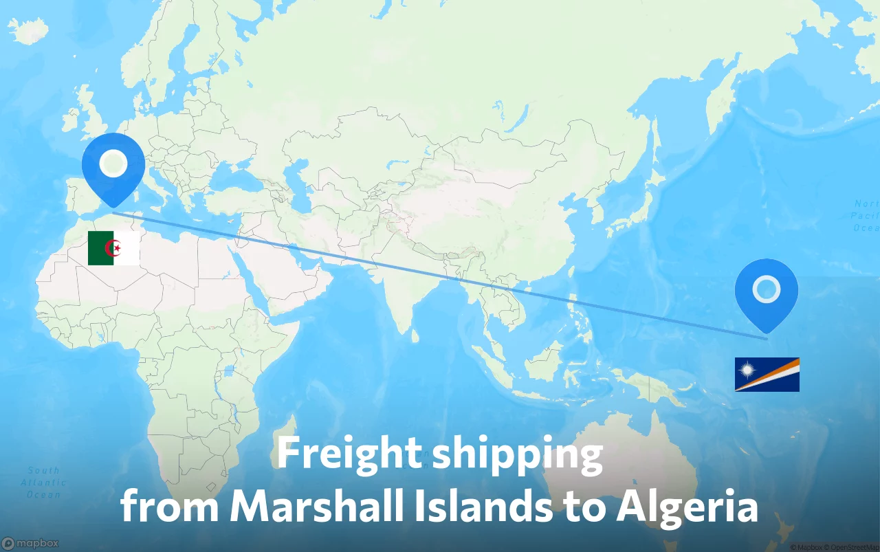 Shipping route from Marshall Islands to Algeria
