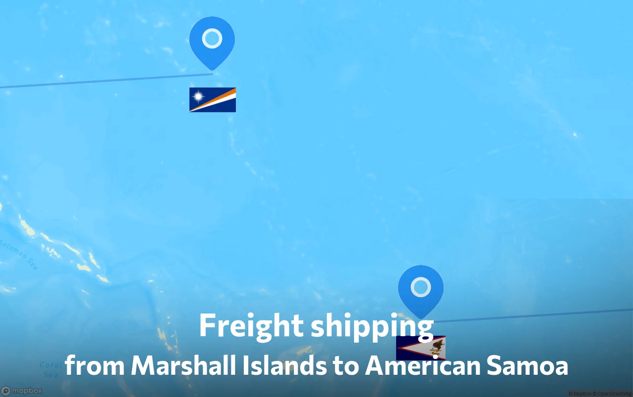 Shipping route from Marshall Islands to American Samoa