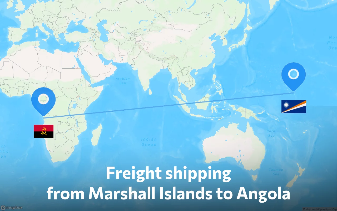 Shipping route from Marshall Islands to Angola
