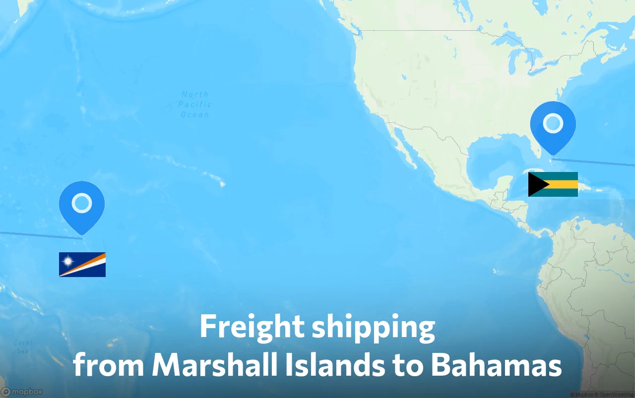 Shipping route from Marshall Islands to Bahamas