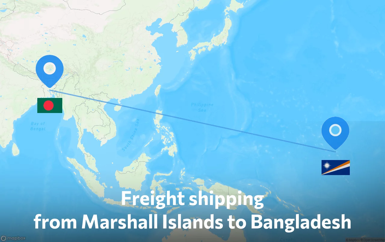 Shipping route from Marshall Islands to Bangladesh