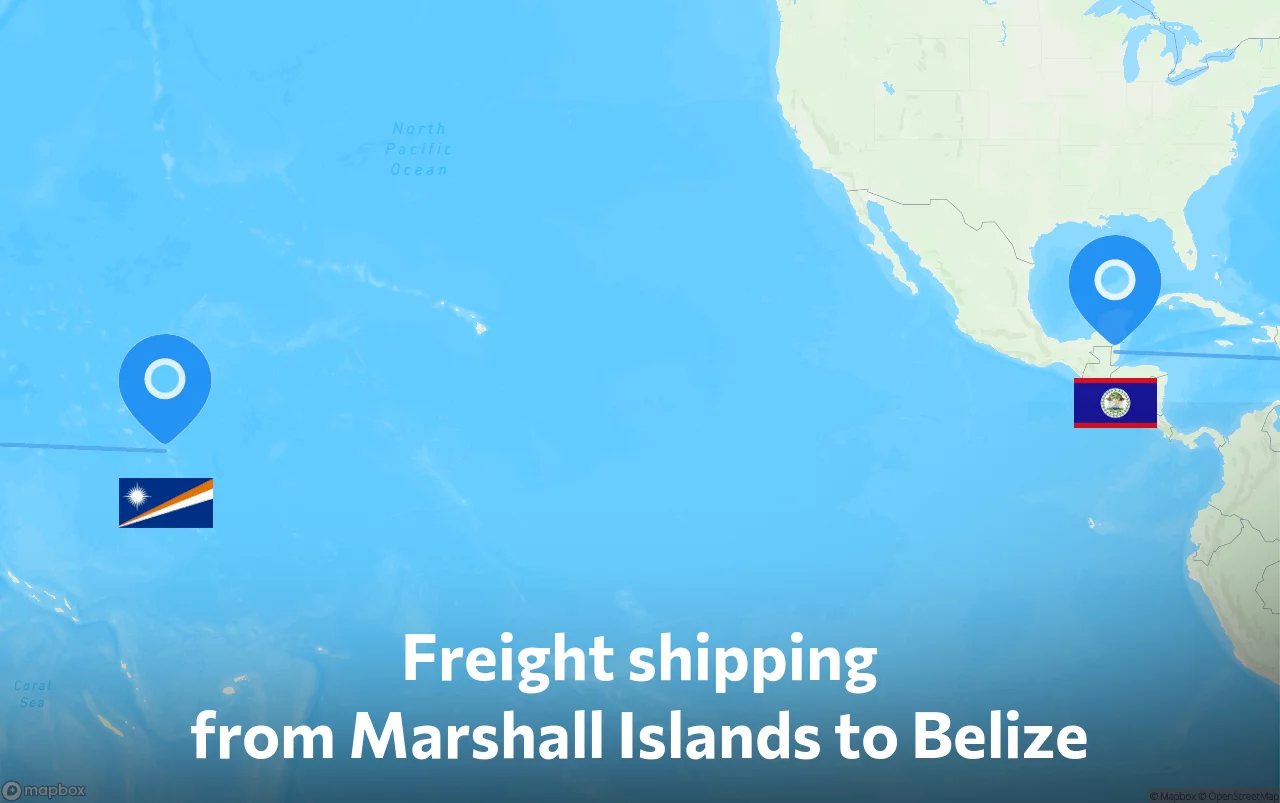 Shipping route from Marshall Islands to Belize